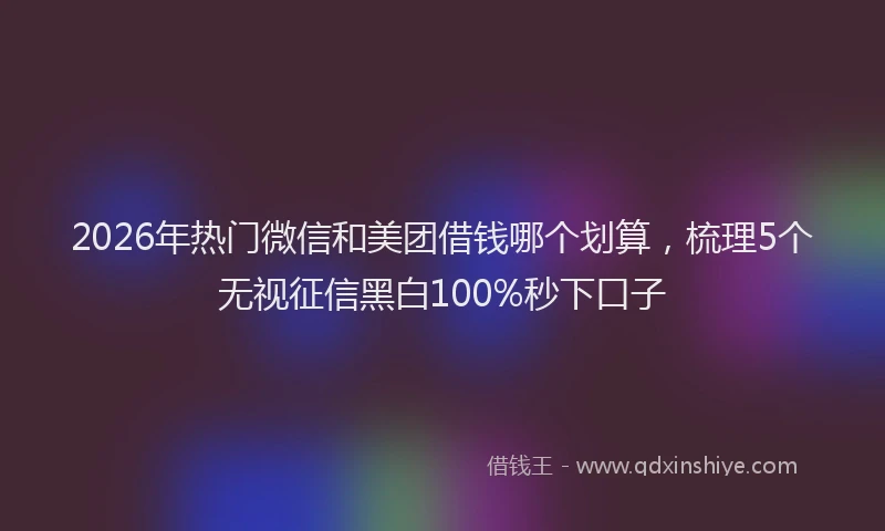 2026年热门微信和美团借钱哪个划算，梳理5个无视征信黑白100%秒下口子