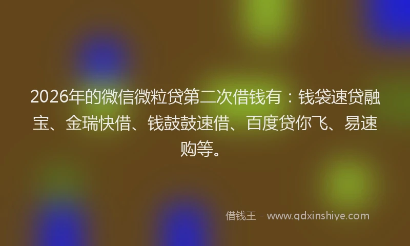 2026年的微信微粒贷第二次借钱有:钱袋速贷融宝、金瑞快借、钱鼓鼓速借、百度贷你飞、易速购等。