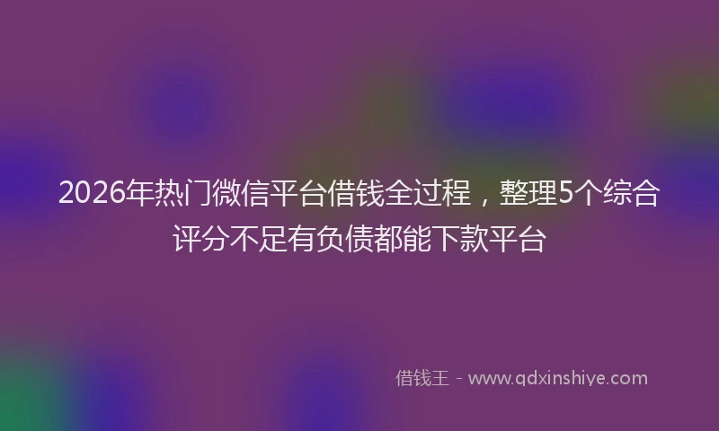 2026年热门微信平台借钱全过程，整理5个综合评分不足有负债都能下款平台