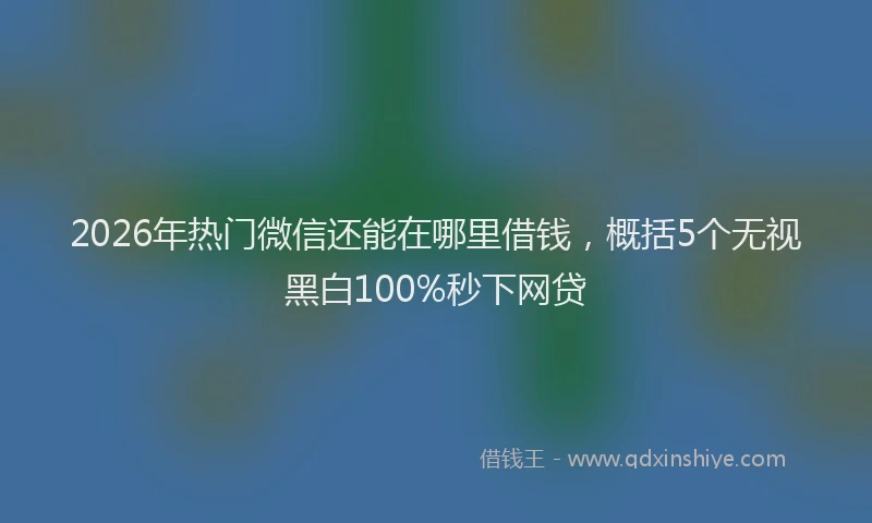 2026年热门微信还能在哪里借钱，概括5个无视黑白100%秒下网贷