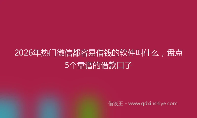 2026年热门微信都容易借钱的软件叫什么，盘点5个靠谱的借款口子