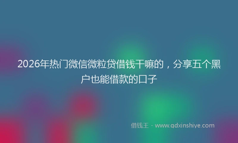 2026年热门微信微粒贷借钱干嘛的，分享五个黑户也能借款的口子