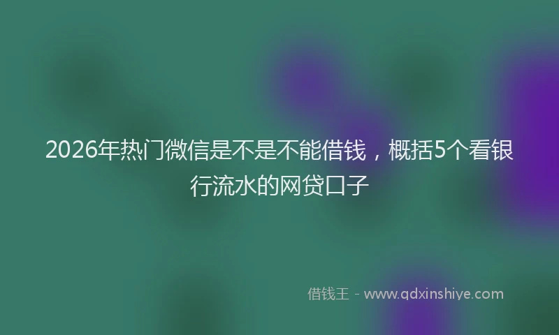 2026年热门微信是不是不能借钱，概括5个看银行流水的网贷口子
