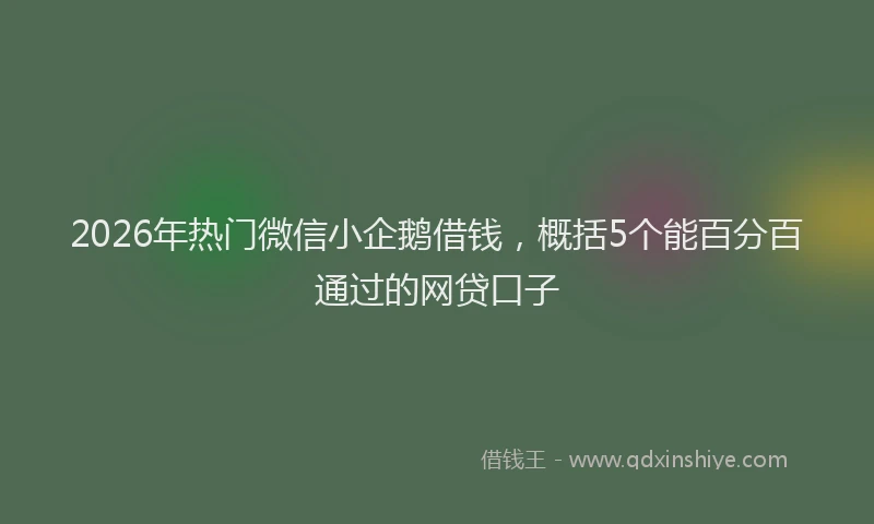 2026年热门微信小企鹅借钱，概括5个能百分百通过的网贷口子