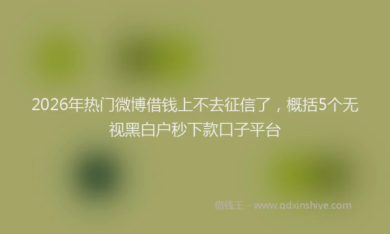 2026年热门微博借钱上不去征信了，概括5个无视黑白户秒下款口子平台