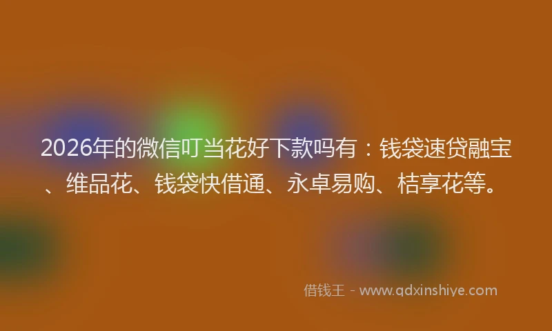 2026年的微信叮当花好下款吗有：钱袋速贷融宝、维品花、钱袋快借通、永卓易购、桔享花等。