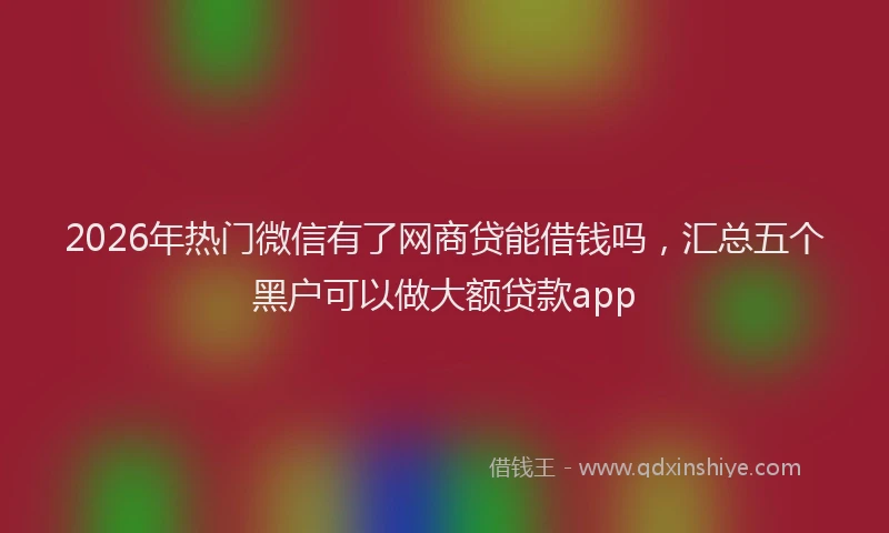 2026年热门微信有了网商贷能借钱吗，汇总五个黑户可以做大额贷款app