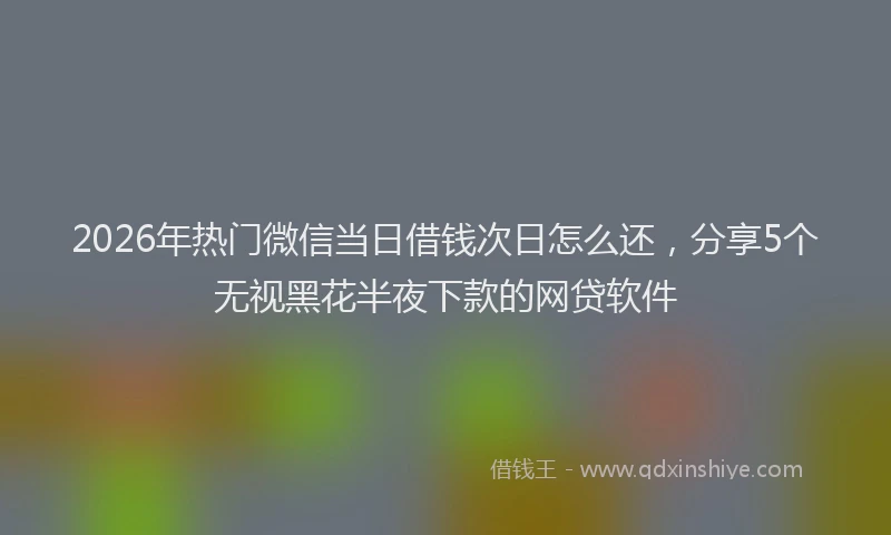 2026年热门微信当日借钱次日怎么还,分享5个无视黑花半夜下款的网贷软件