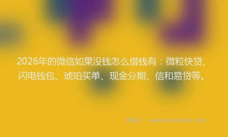 2026年的微信如果没钱怎么借钱有：微粒快贷、闪电钱包、琥珀买单、现金分期、信和易贷等。
