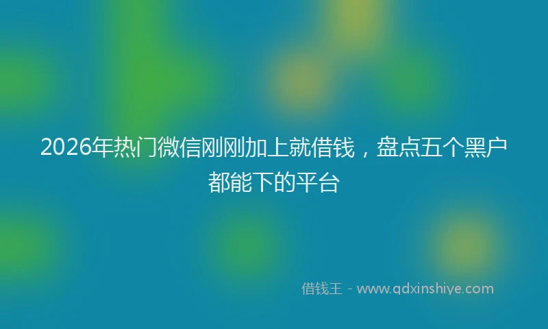2026年热门微信刚刚加上就借钱，盘点五个黑户都能下的平台