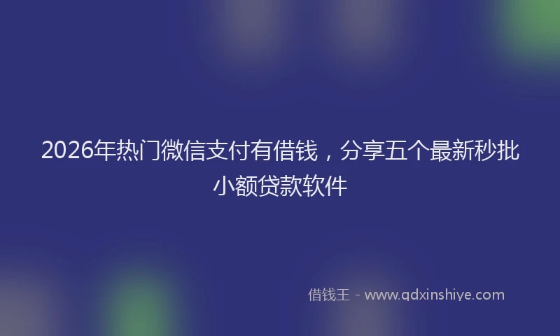 2026年热门微信支付有借钱，分享五个最新秒批小额贷款软件