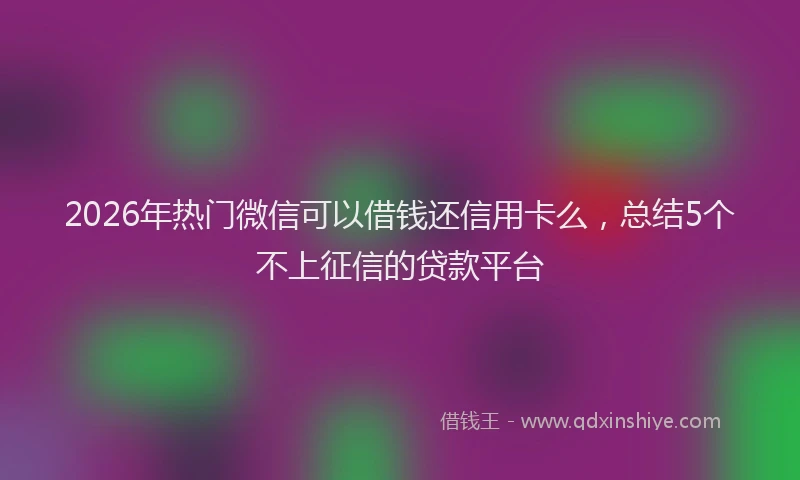 2026年热门微信可以借钱还信用卡么，总结5个不上征信的贷款平台