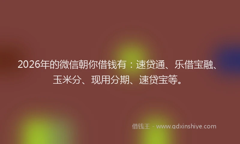 2026年的微信朝你借钱有：速贷通、乐借宝融、玉米分、现用分期、速贷宝等。