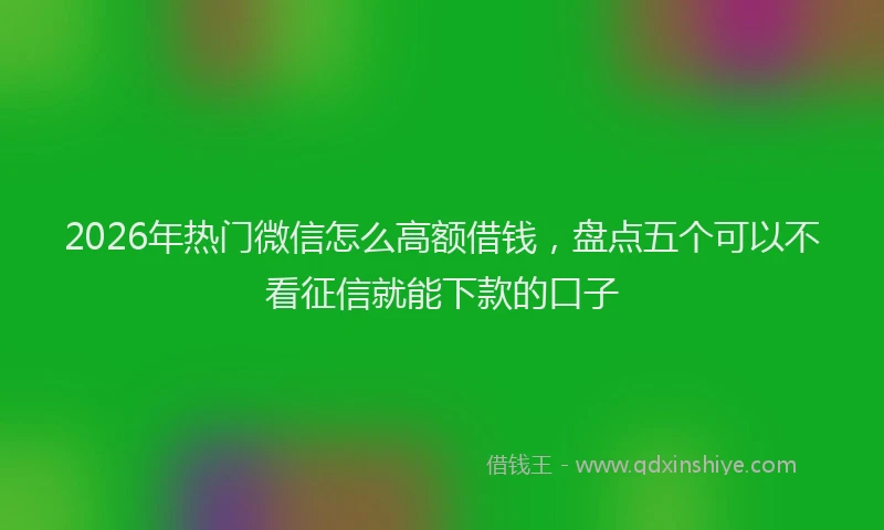2026年热门微信怎么高额借钱，盘点五个可以不看征信就能下款的口子