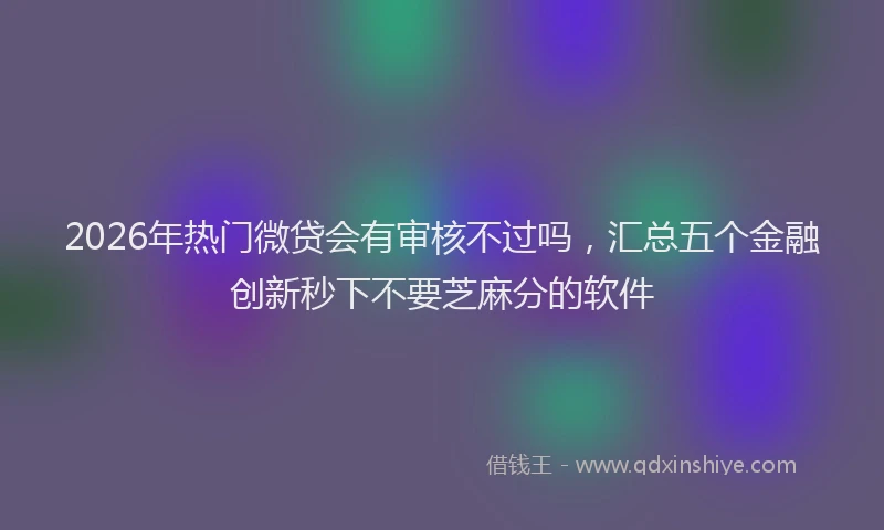 2026年热门微贷会有审核不过吗，汇总五个金融创新秒下不要芝麻分的软件