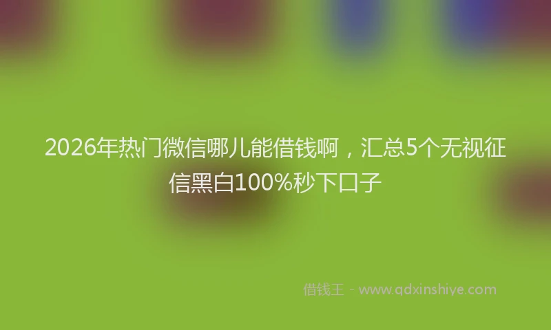 2026年热门微信哪儿能借钱啊，汇总5个无视征信黑白100%秒下口子