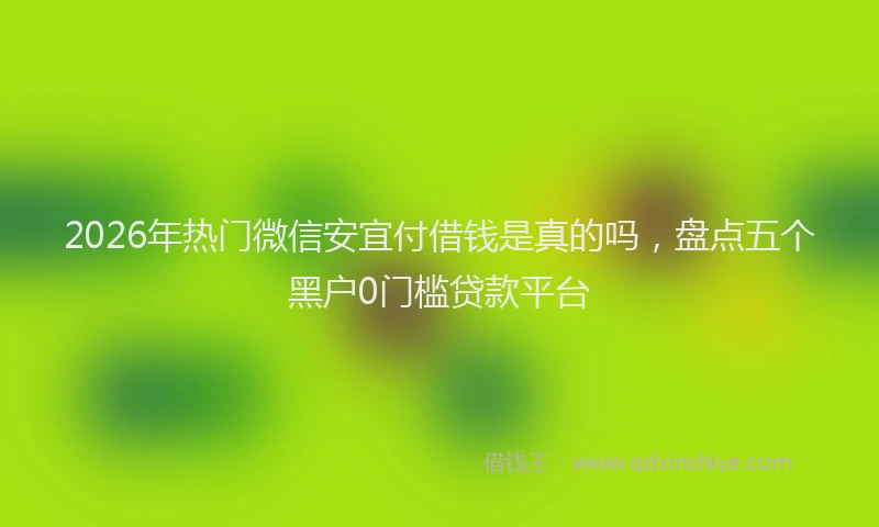 2026年热门微信安宜付借钱是真的吗,盘点五个黑户0门槛贷款平台