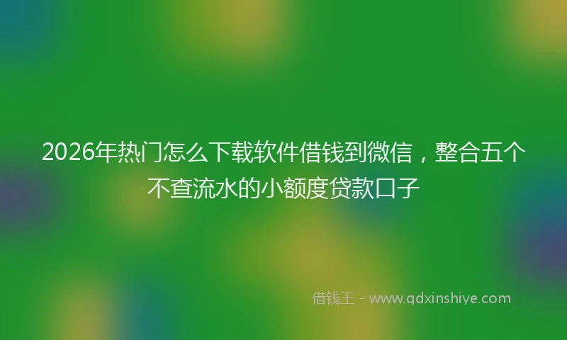 2026年热门怎么下载软件借钱到微信，整合五个不查流水的小额度贷款口子
