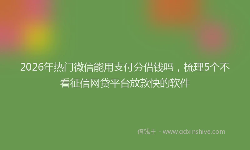 2026年热门微信能用支付分借钱吗,梳理5个不看征信网贷平台放款快的软件
