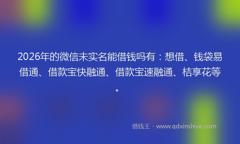 2026年的微信未实名能借钱吗有：想借、钱袋易借通、借款宝快融通、借款宝速融通、桔享花等。