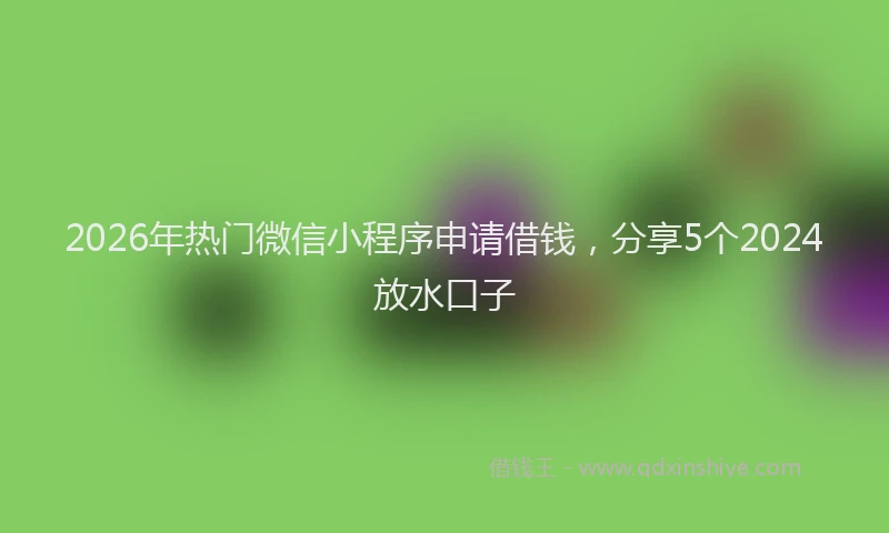 2026年热门微信小程序申请借钱，分享5个2024放水口子
