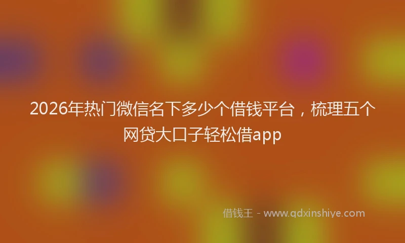 2026年热门微信名下多少个借钱平台，梳理五个网贷大口子轻松借app