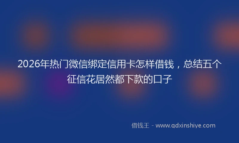 2026年热门微信绑定信用卡怎样借钱，总结五个征信花居然都下款的口子