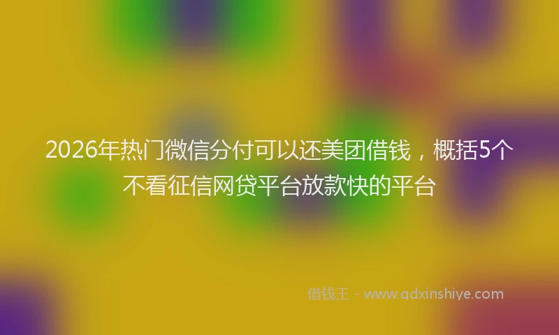 2026年热门微信分付可以还美团借钱，概括5个不看征信网贷平台放款快的平台