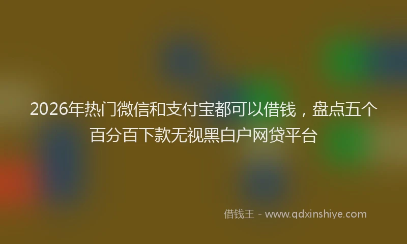 2026年热门微信和支付宝都可以借钱，盘点五个百分百下款无视黑白户网贷平台