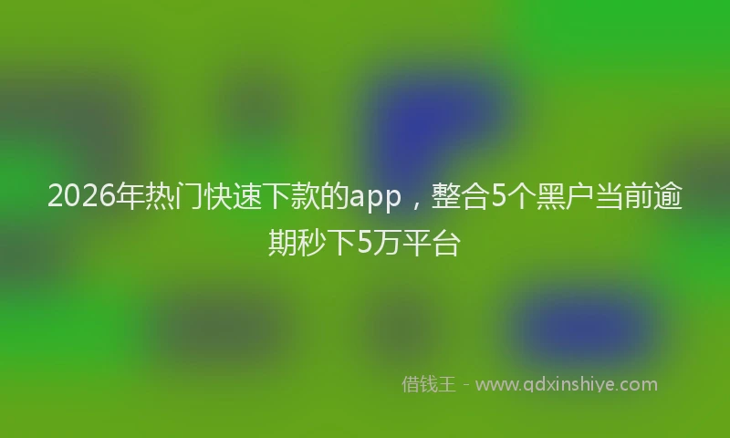 2026年热门快速下款的app，整合5个黑户当前逾期秒下5万平台