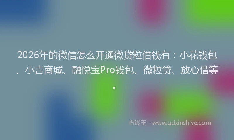 2026年的微信怎么开通微贷粒借钱有：小花钱包、小吉商城、融悦宝Pro钱包、微粒贷、放心借等。