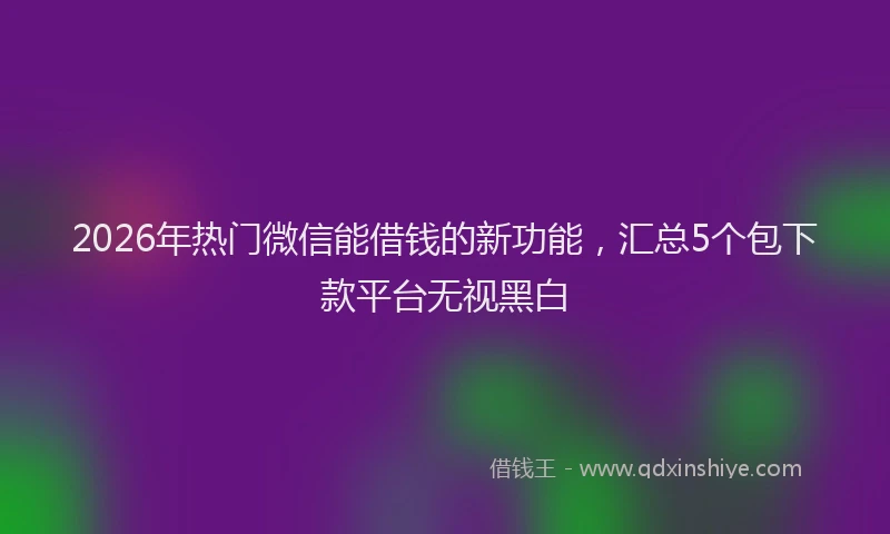 2026年热门微信能借钱的新功能，汇总5个包下款平台无视黑白