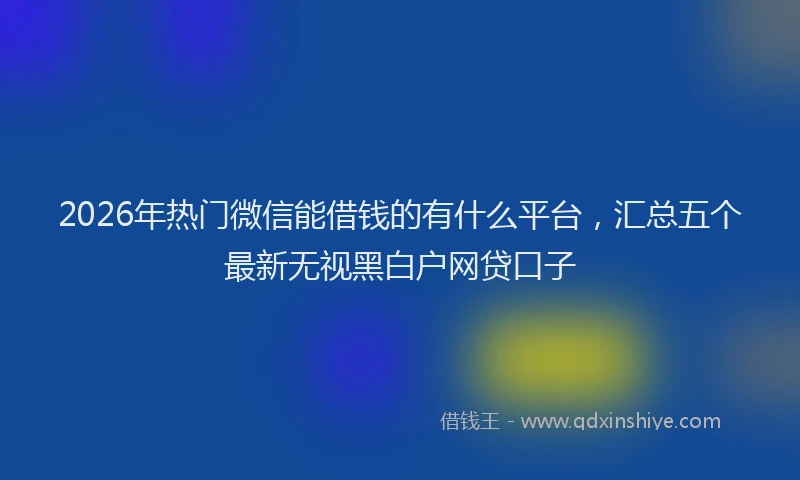 2026年热门微信能借钱的有什么平台，汇总五个最新无视黑白户网贷口子
