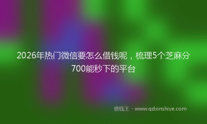 2026年热门微信要怎么借钱呢，梳理5个芝麻分700能秒下的平台