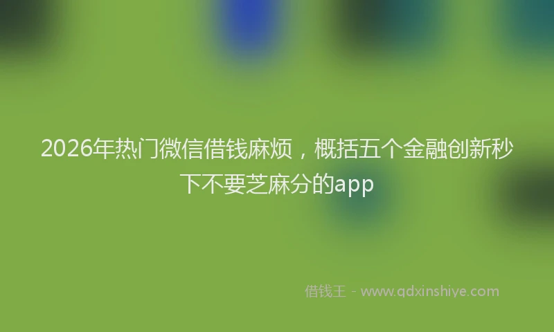 2026年热门微信借钱麻烦，概括五个金融创新秒下不要芝麻分的app