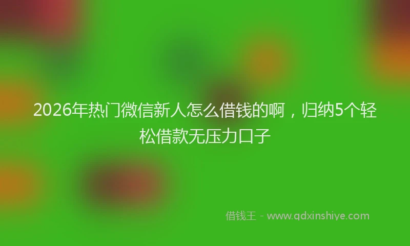 2026年热门微信新人怎么借钱的啊，归纳5个轻松借款无压力口子