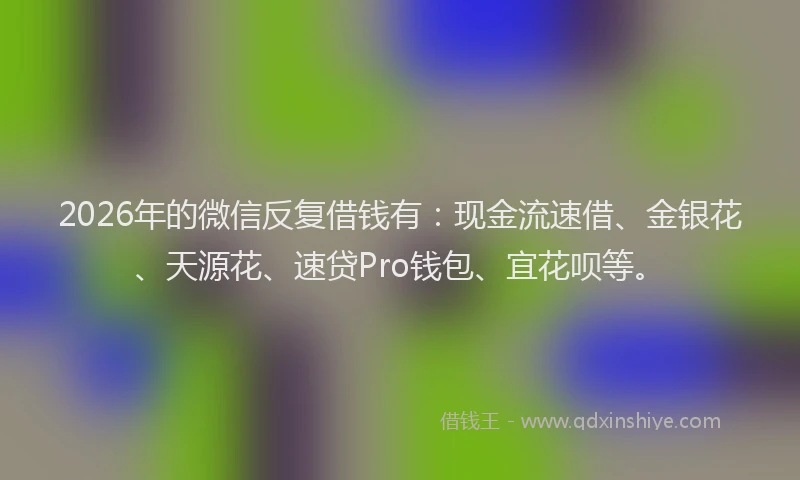 2026年的微信反复借钱有：现金流速借、金银花、天源花、速贷Pro钱包、宜花呗等。