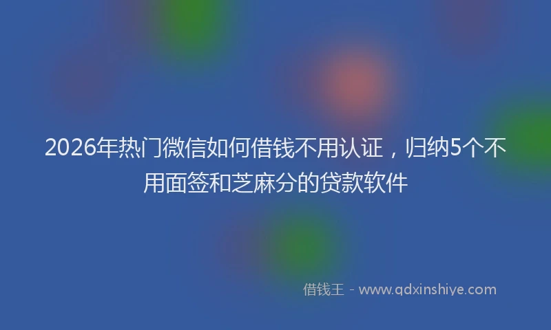 2026年热门微信如何借钱不用认证,归纳5个不用面签和芝麻分的贷款软件