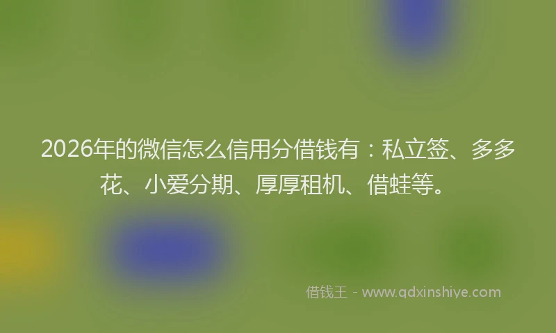 2026年的微信怎么信用分借钱有：私立签、多多花、小爱分期、厚厚租机、借蛙等。