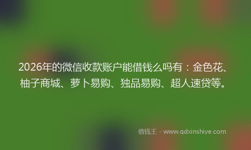 2026年的微信收款账户能借钱么吗有：金色花、柚子商城、萝卜易购、独品易购、超人速贷等。