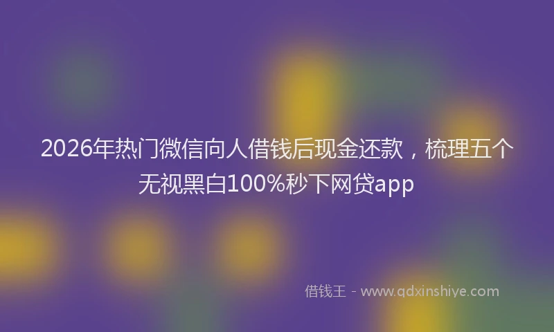 2026年热门微信向人借钱后现金还款，梳理五个无视黑白100%秒下网贷app