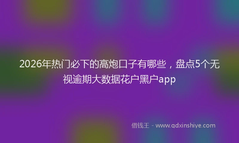 2026年热门必下的高炮口子有哪些，盘点5个无视逾期大数据花户黑户app