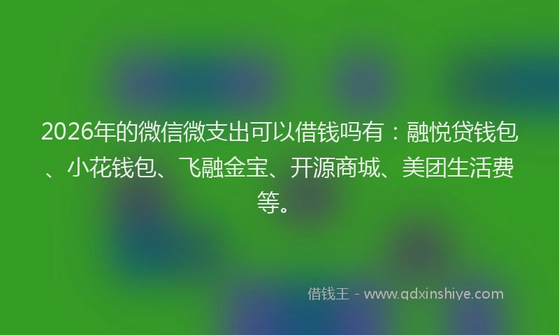 2026年的微信微支出可以借钱吗有：融悦贷钱包、小花钱包、飞融金宝、开源商城、美团生活费等。
