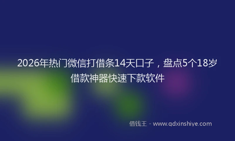 2026年热门微信打借条14天口子，盘点5个18岁借款神器快速下款软件