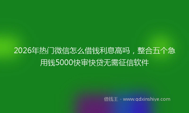 2026年热门微信怎么借钱利息高吗，整合五个急用钱5000快审快贷无需征信软件