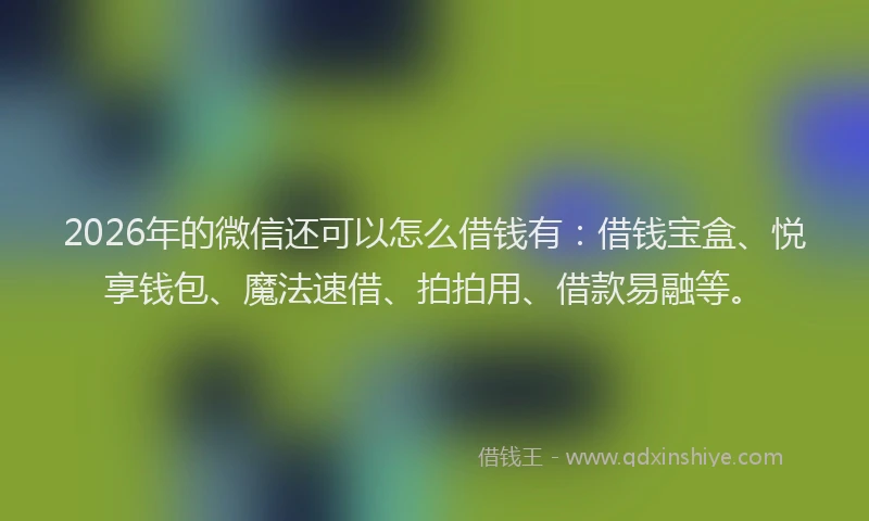 2026年的微信还可以怎么借钱有：借钱宝盒、悦享钱包、魔法速借、拍拍用、借款易融等。