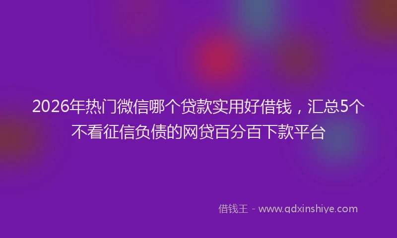 2026年热门微信哪个贷款实用好借钱，汇总5个不看征信负债的网贷百分百下款平台