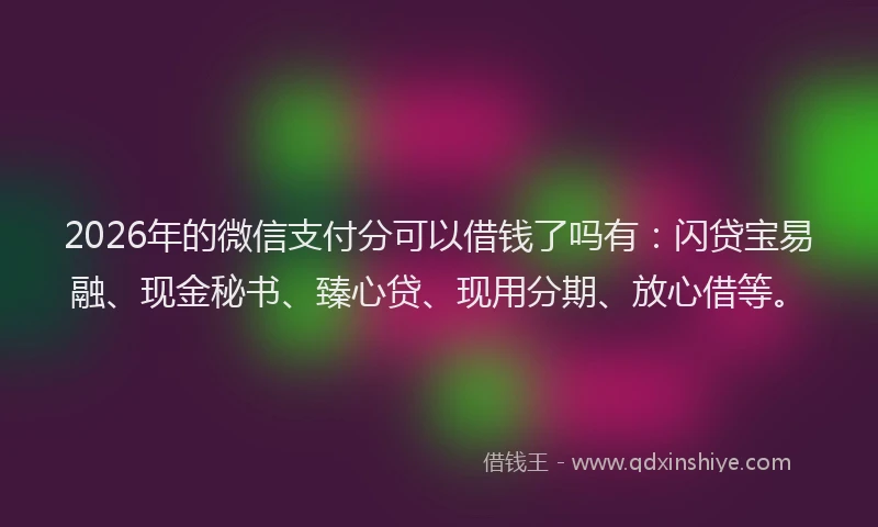 2026年的微信支付分可以借钱了吗有：闪贷宝易融、现金秘书、臻心贷、现用分期、放心借等。