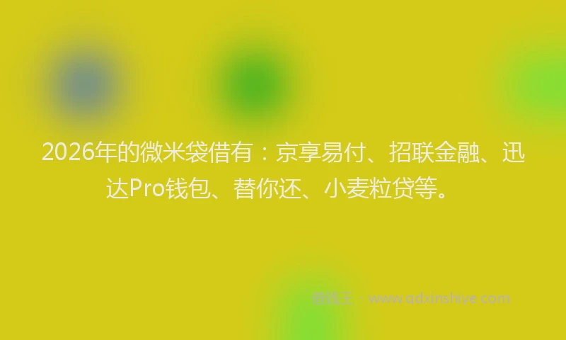2026年的微米袋借有:京享易付、招联金融、迅达Pro钱包、替你还、小麦粒贷等。