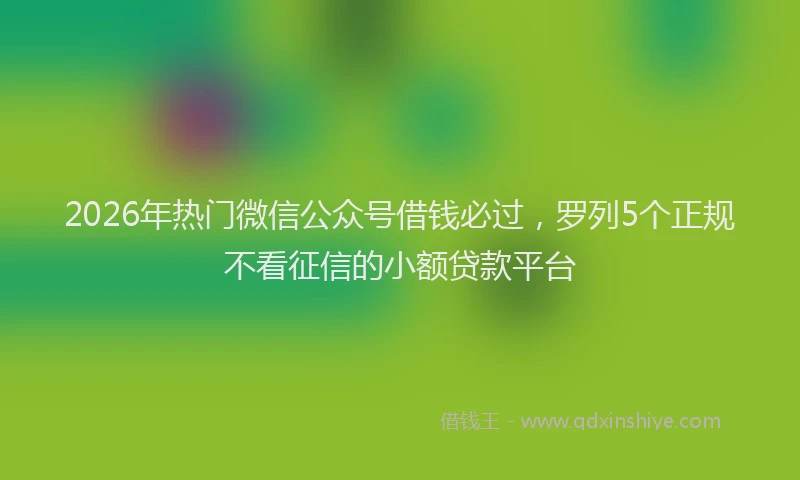 2026年热门微信公众号借钱必过，罗列5个正规不看征信的小额贷款平台